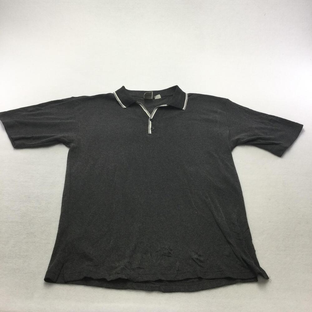Bugle Boy Polo Shirt Mens Large Gray Knit Short Sleeve Contrast Trim Casual